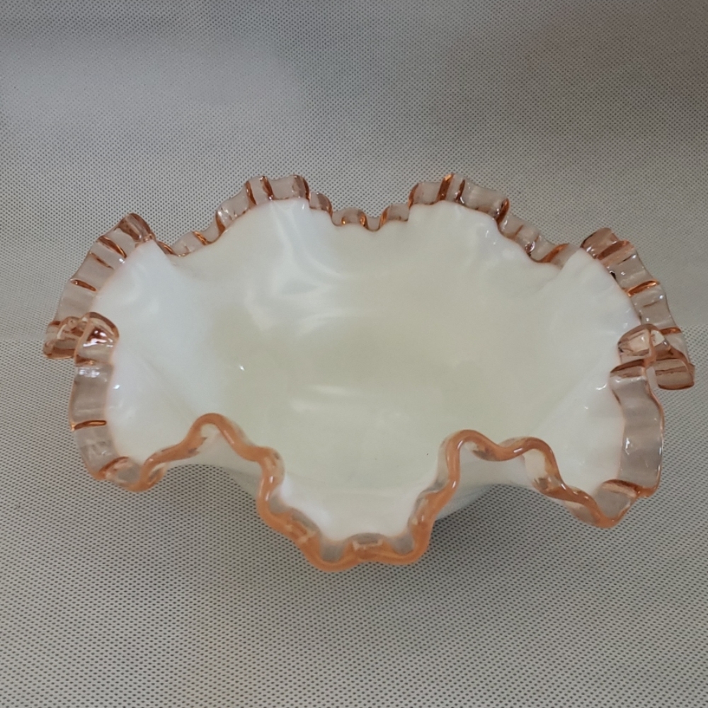 Fenton  Double Crimped Rose Crest Candy Dish
